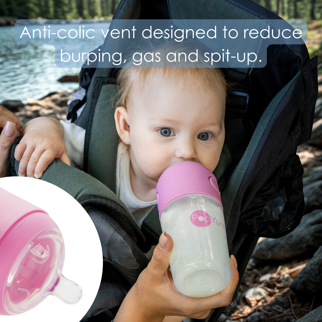 PopYum Pink 7 Piece Bundle: 9oz Bottle 3-Pack + 2 Nipple 2-Packs